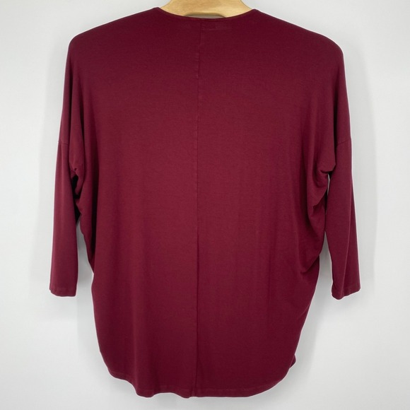 Bryn Walker Tunic Top Medium Burgundy Siro High Low Dolman Sleeve Made in USA - Picture 3 of 7